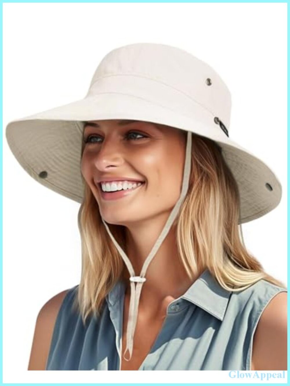 Women's Wide Brim Sun Hat with Ponytail Hole, Packable & Adjustable